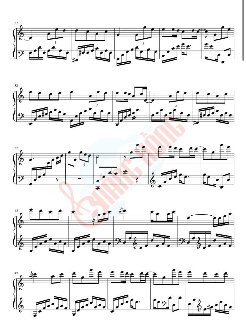 sheet piano Giấc Mơ Trưa