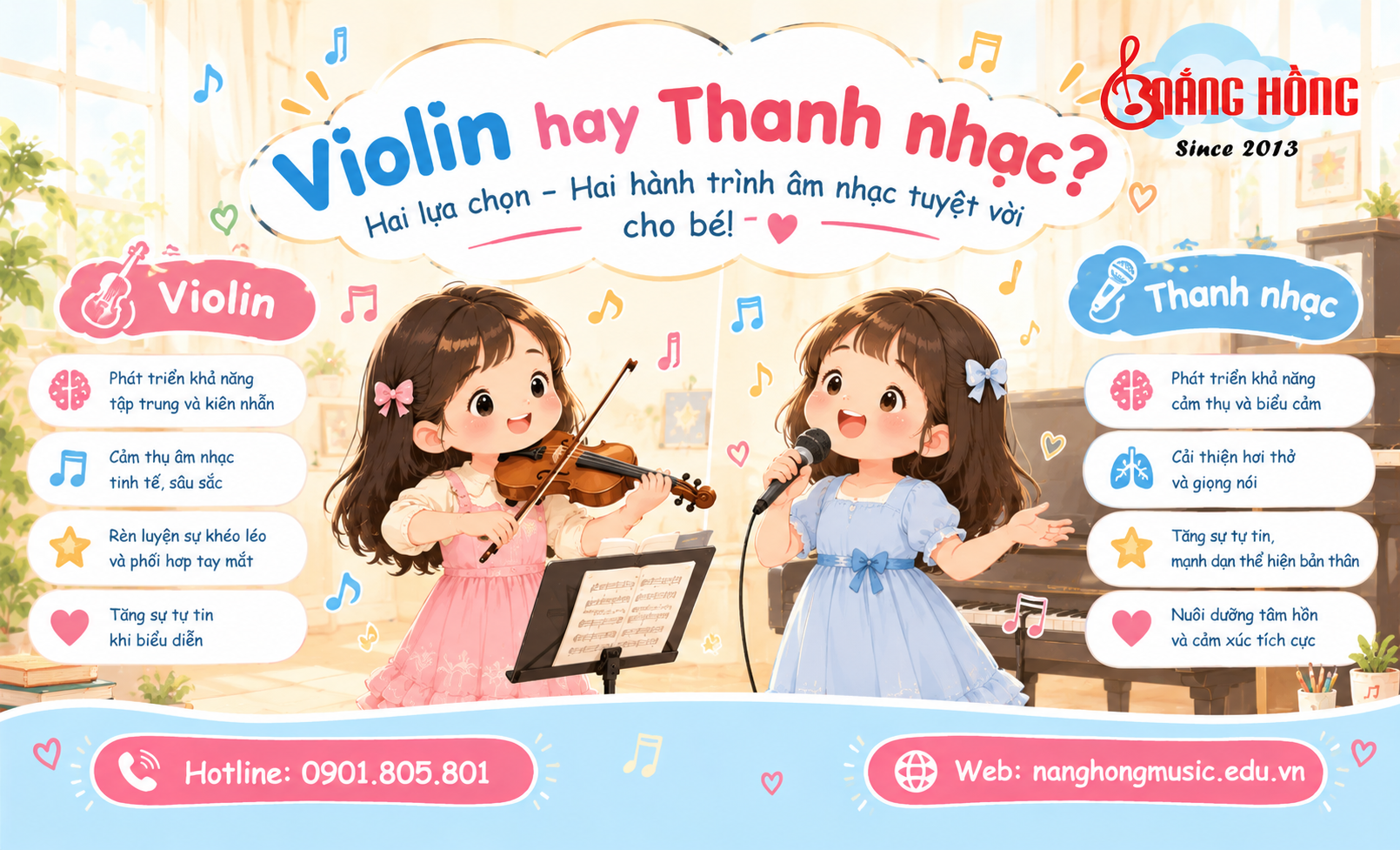 nên cho bé học bộ môn nhạc cụ nào? Violin hay Thanh nhạc